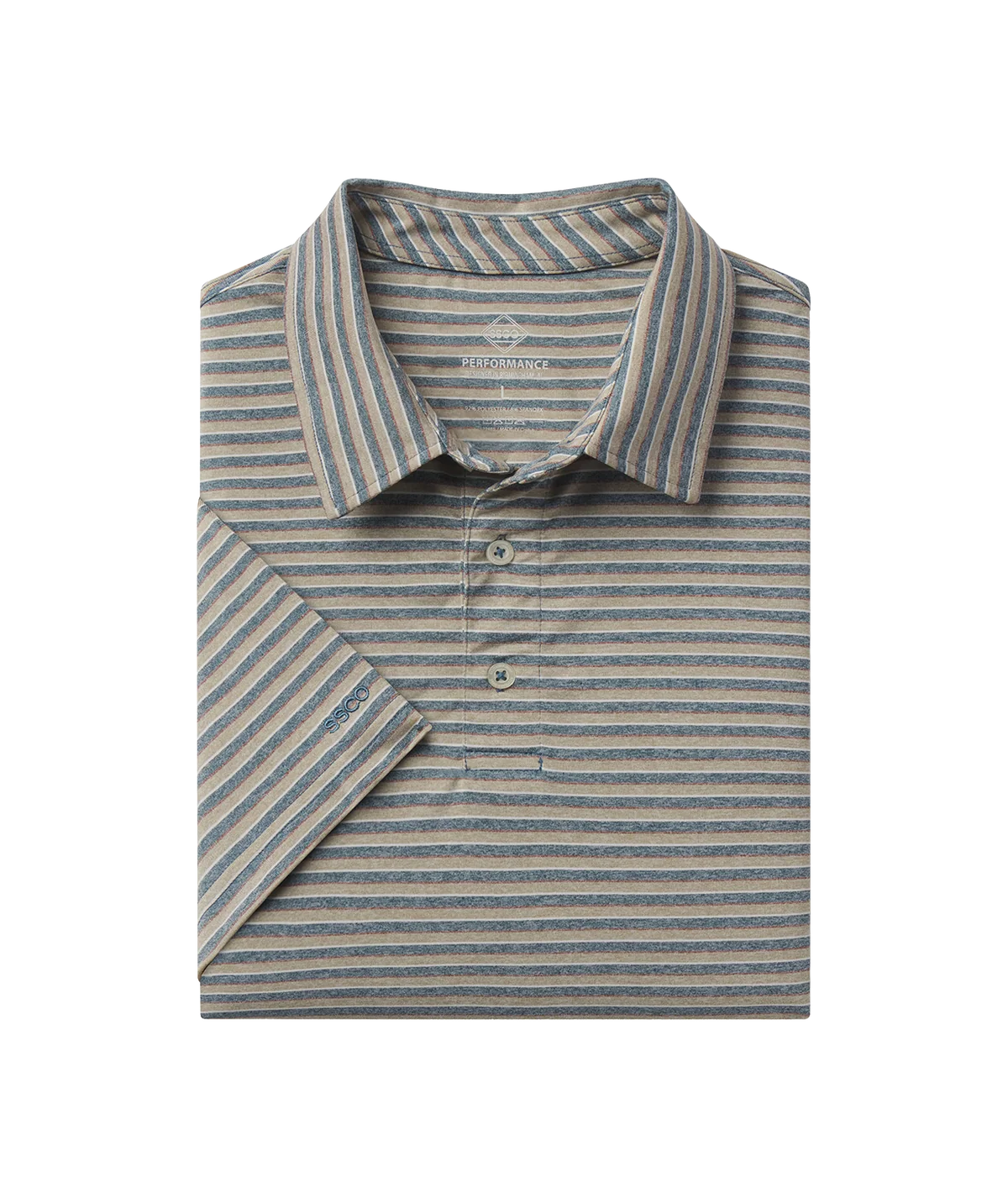 Cahaba Heather Stripe Polo - Blue Ridge
