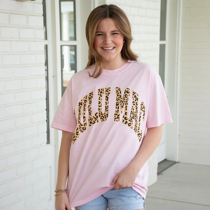 Leopard Logo Tee - Light Pink