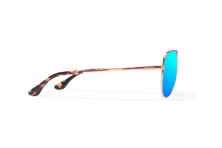 Soldado Satin Rose Gold with Blue Mirror Plastic Lenses