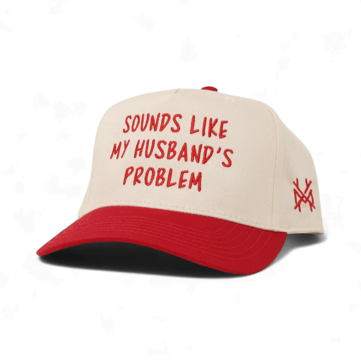 Sounds Like My Husbands Problem Snapback Hat - Retro Red & Natural