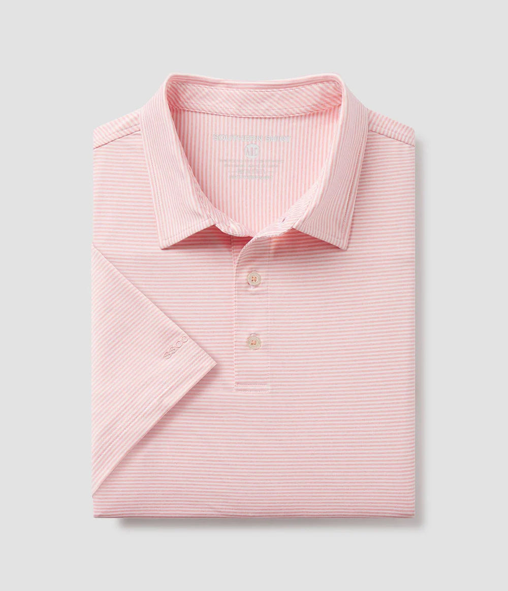 Youth Boys Heather Madison Stripe Polo - Conch Shell