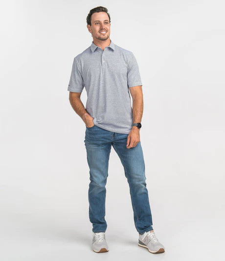 Heather Madison Stripe Polo - Classic Navy