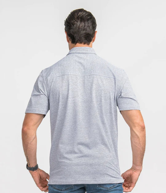 Heather Madison Stripe Polo - Classic Navy
