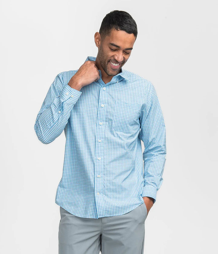 Samford Check Button Down - Aquaverde