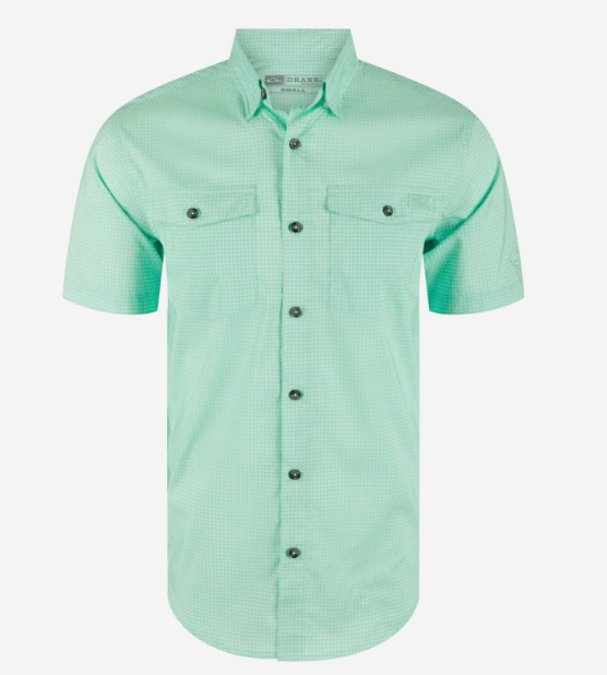 Frat Gingham Check S/S Button Down - Beach Glass