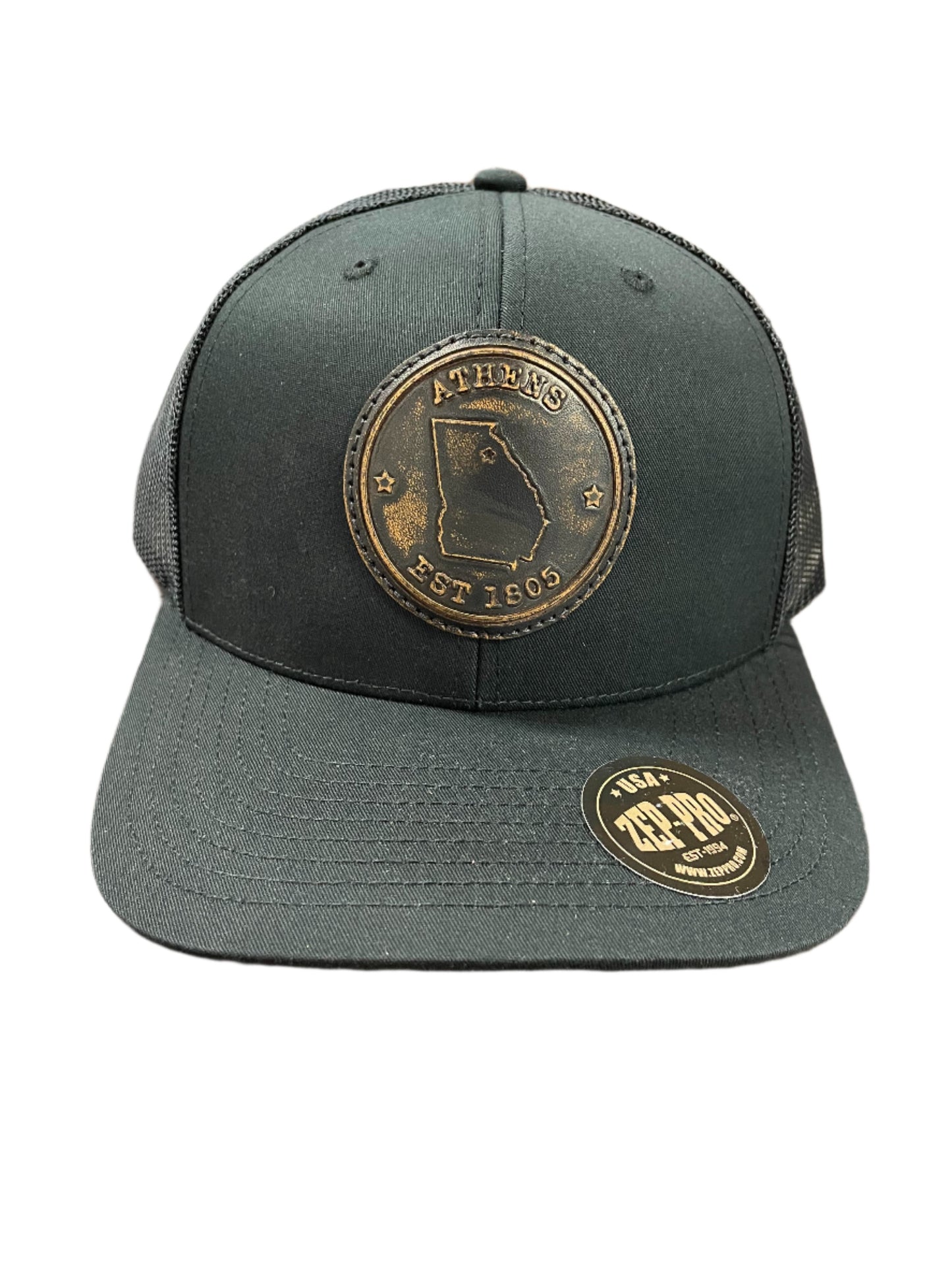 Athens Leather Patch Hat - Black