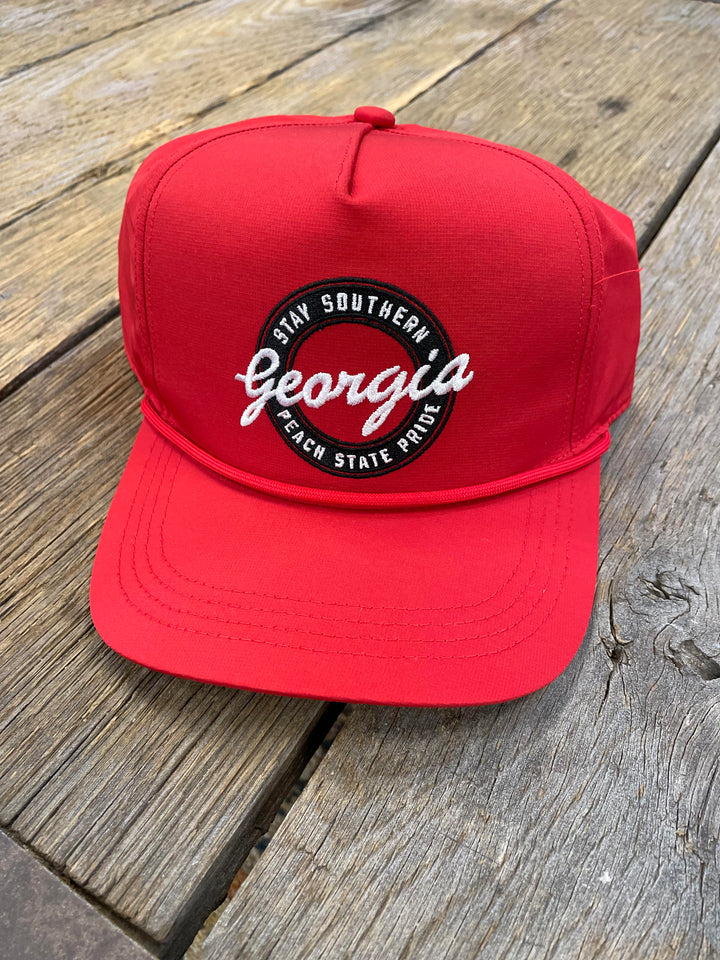 Retro Georgia Performance Rope Hat - Red
