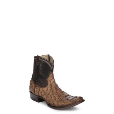 7.5" Cognac Pirarucu Fish Boot w/ Side Zip