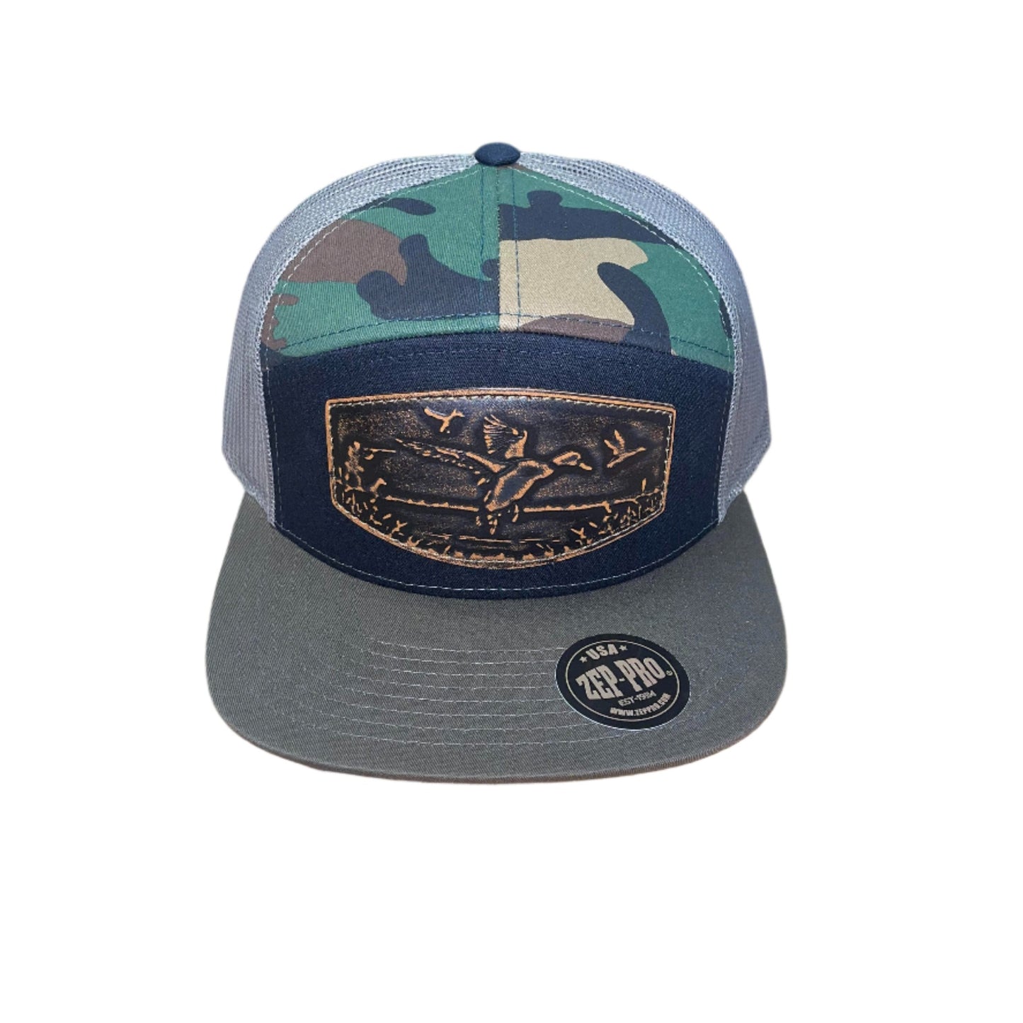 7 Panel Duck Hunt Hat - Loden/Black/Camo
