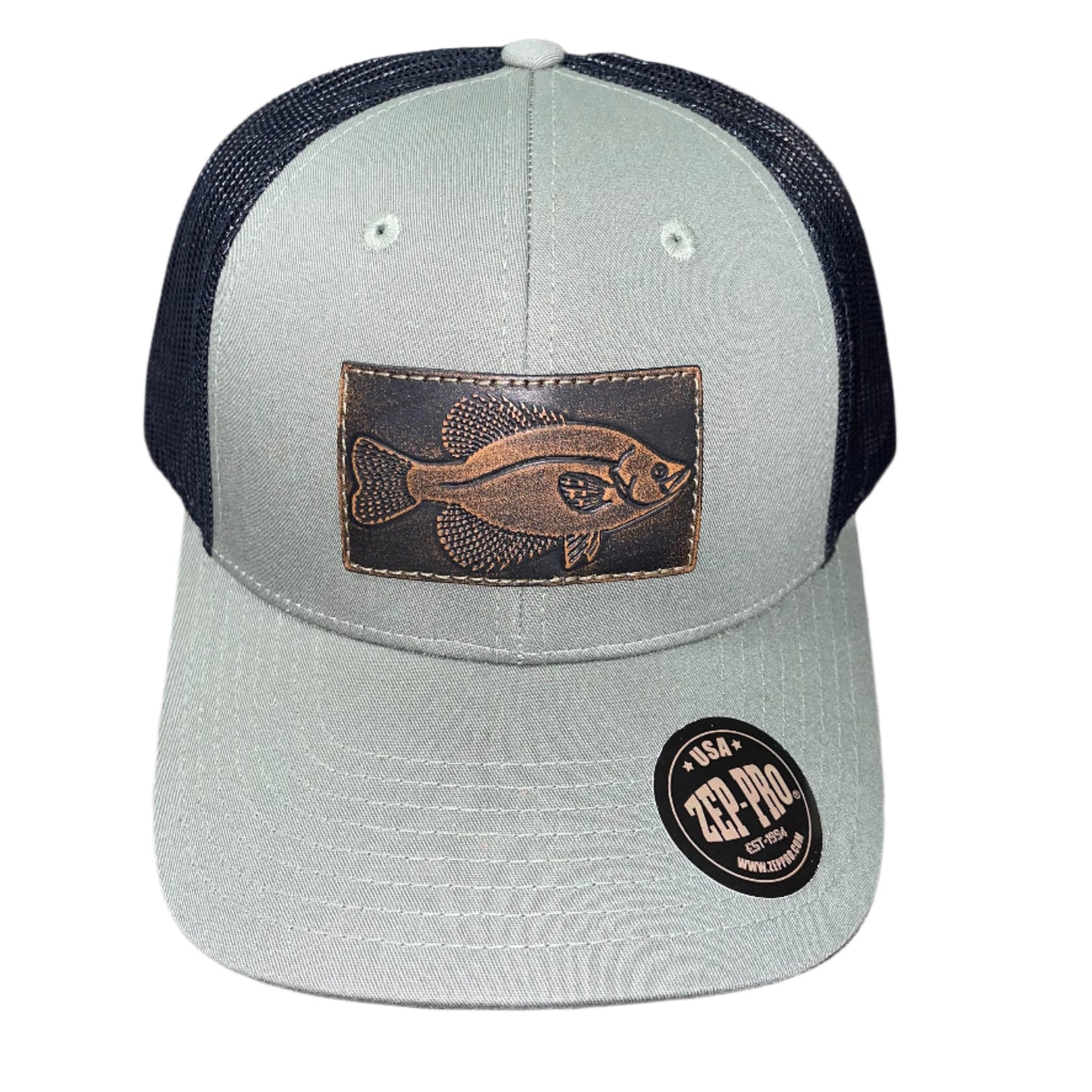 Crappie Rectangle Leather Patch Hat - Loden/Black