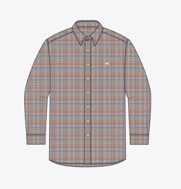 Franklin Plaid Performance Dress Shirt - Washed Slate/Burnt Orange