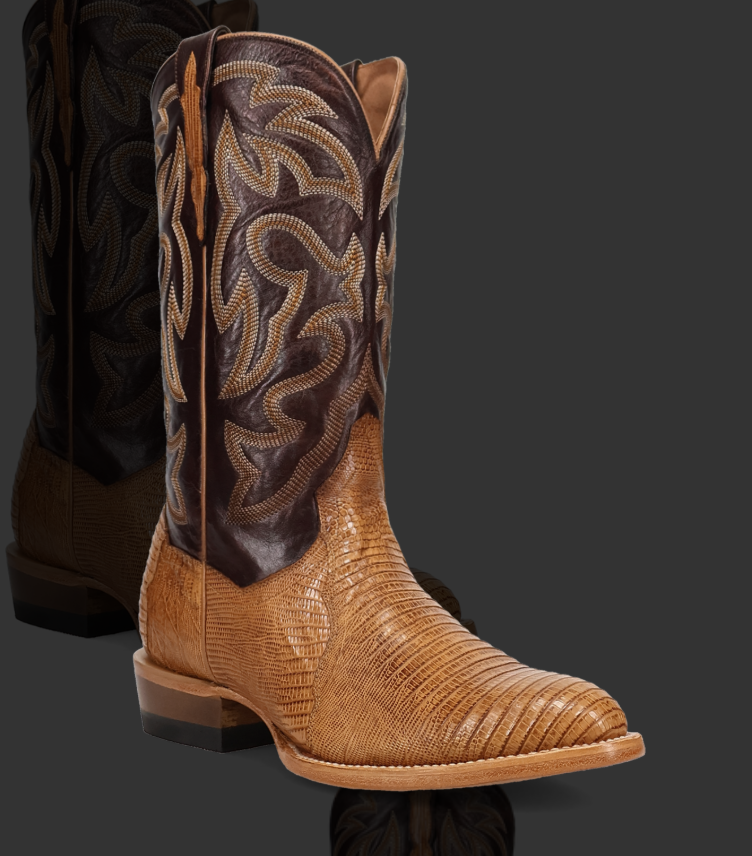 SPURLINE TEJU LIZARD BOOT - HONEY/CHOCOLATE