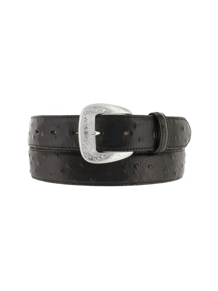 Mens Ostrich Print Dress Belt USA Black