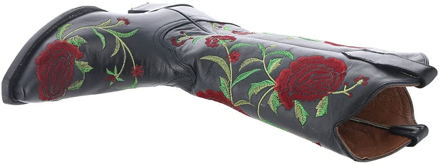 Black Flower Embroidery Women's Boot