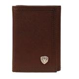 Ariat Dark Copper Tri-Fold Wallet with Small Shield Logo