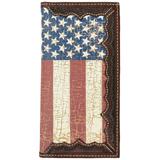 3D Mens Leather Rodeo American Flag Screenprint Inlay Wallet