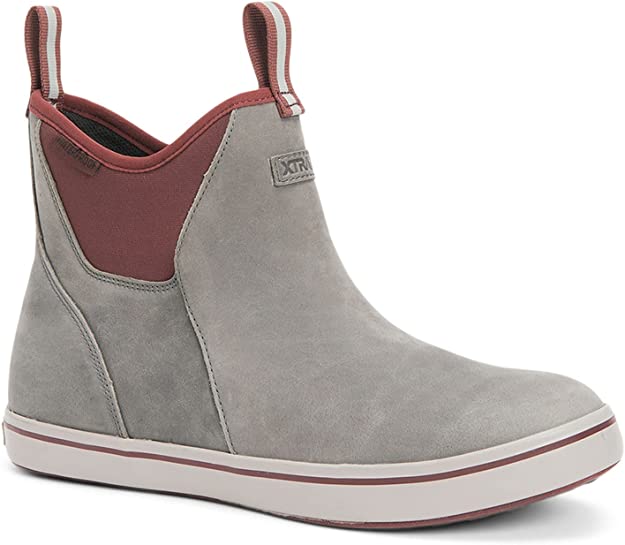 Men's 6 Inch Leather Ankle Deck Boot - Gray/Rum Raisin