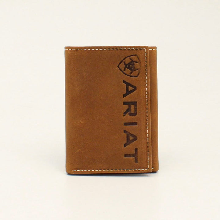 Ariat Men's Medium Brown Vertical Logo Trifold Wallet