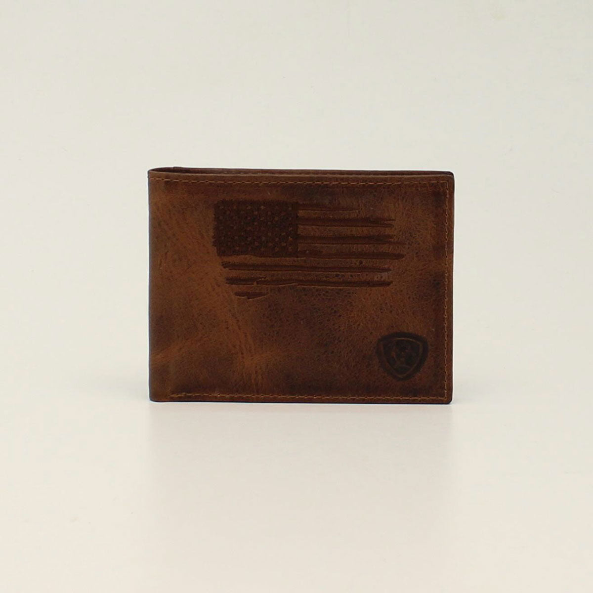 Ariat Men's Brown USA Flag Leather Bi-Fold Wallet