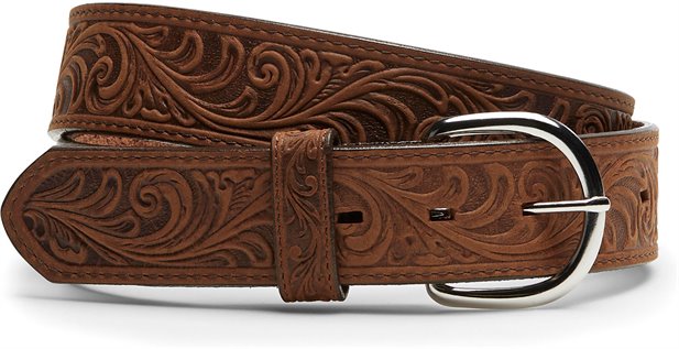 Men's Brown Western Tooled Belt