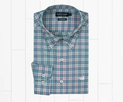 Youth Kennedy Performance Dress Shirt - Slate & Mint