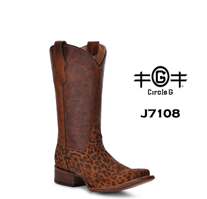 Saddle Tan Leopard Print Square Toe