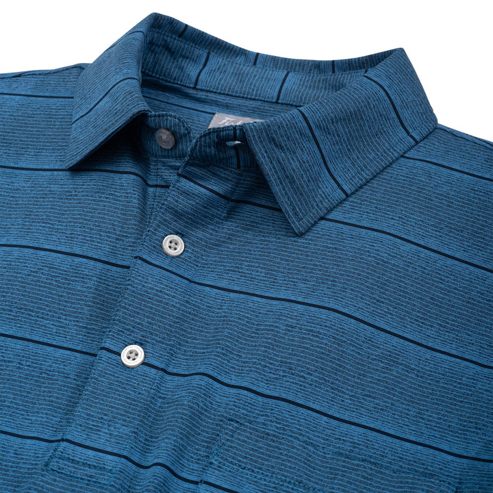 Abaco Performance Stripe Polo - Navy/Spruce
