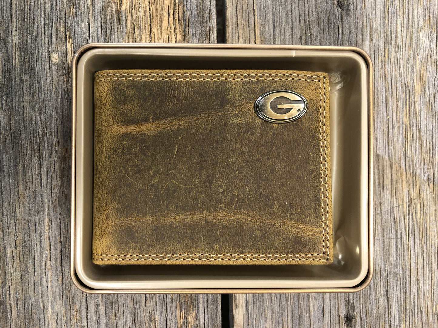 UGA Vintage Tan Bifold Wallet