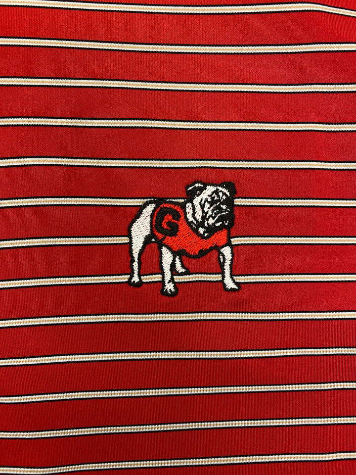 Performance Polo UGA Red with Tan Stripes