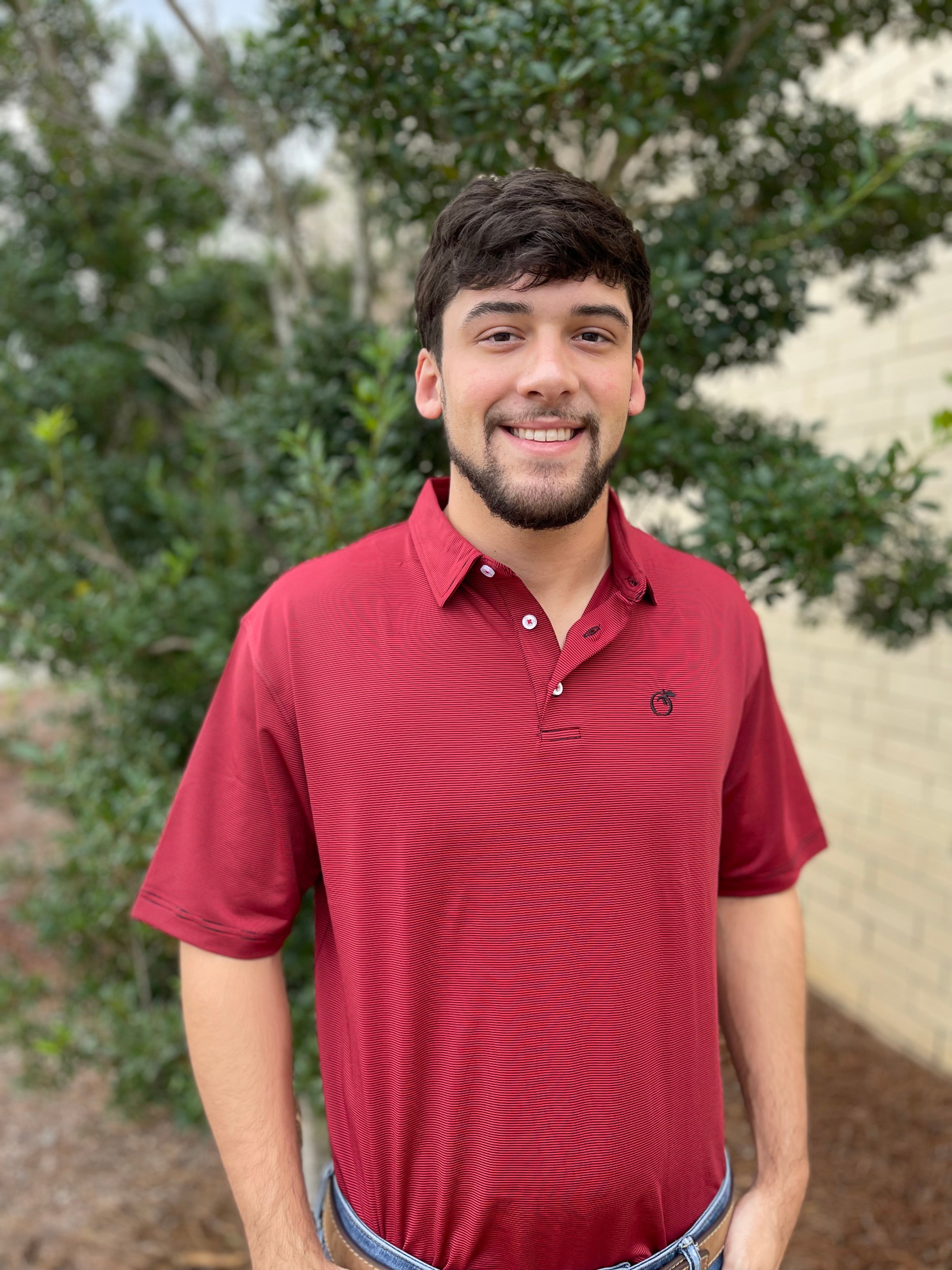 Loblolly Stripe Polo Red/Black Dallas Wayne Boot Company