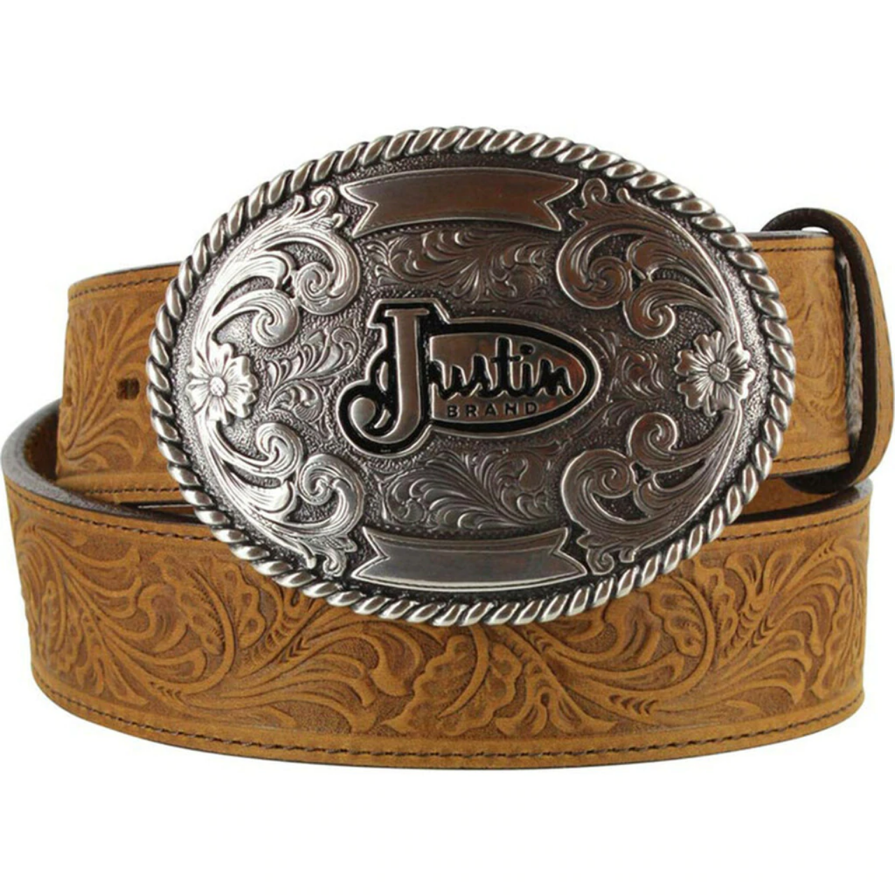 Justin Men's Floral Leather Trophy Belt