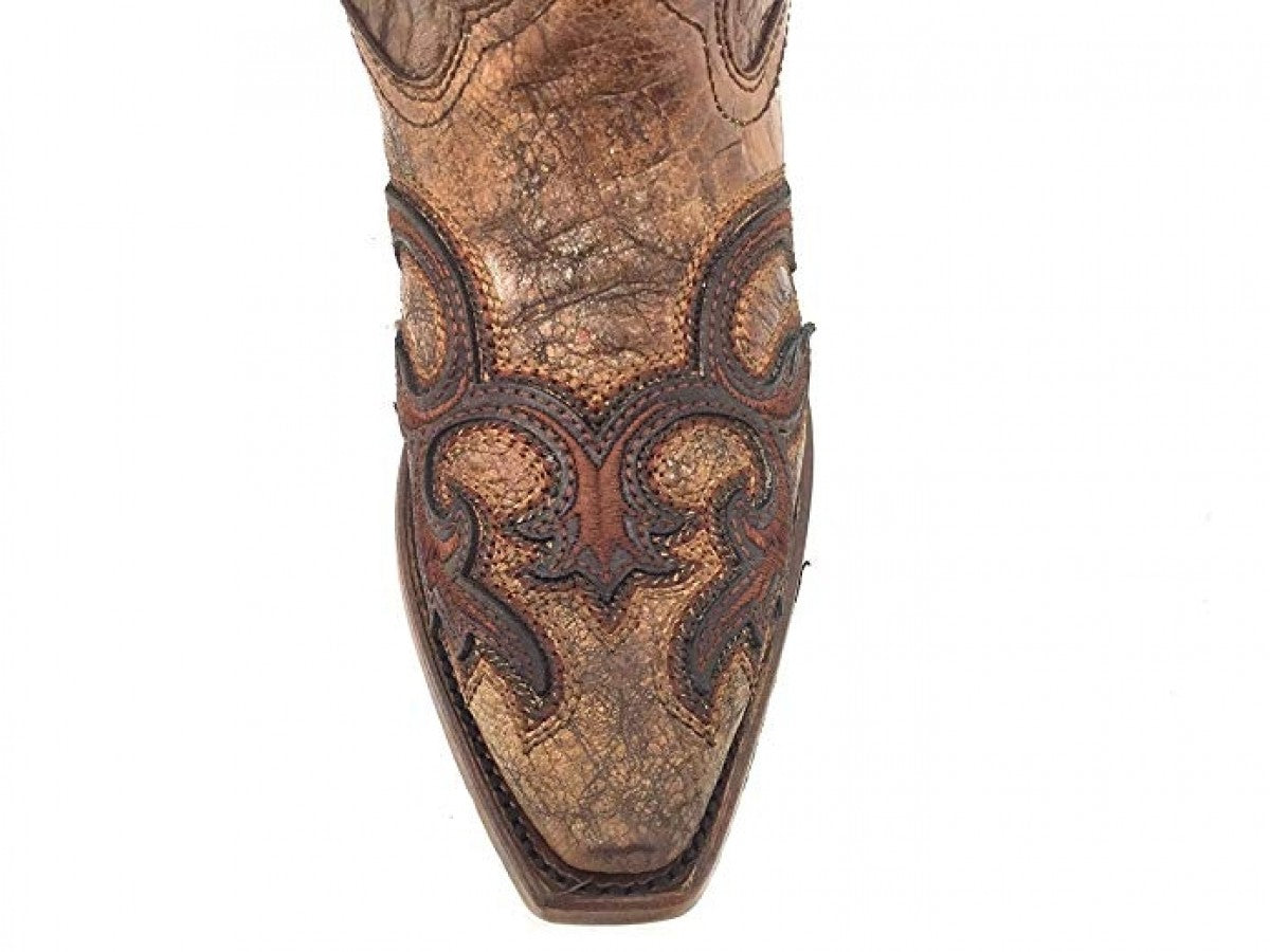 Cognac/Brown Patch Boots Corral Ladies