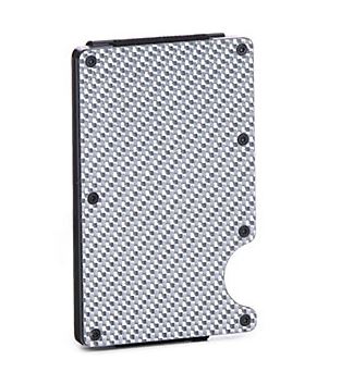 3D Men's Silver Carbon Fiber Card Holder and Money Clip