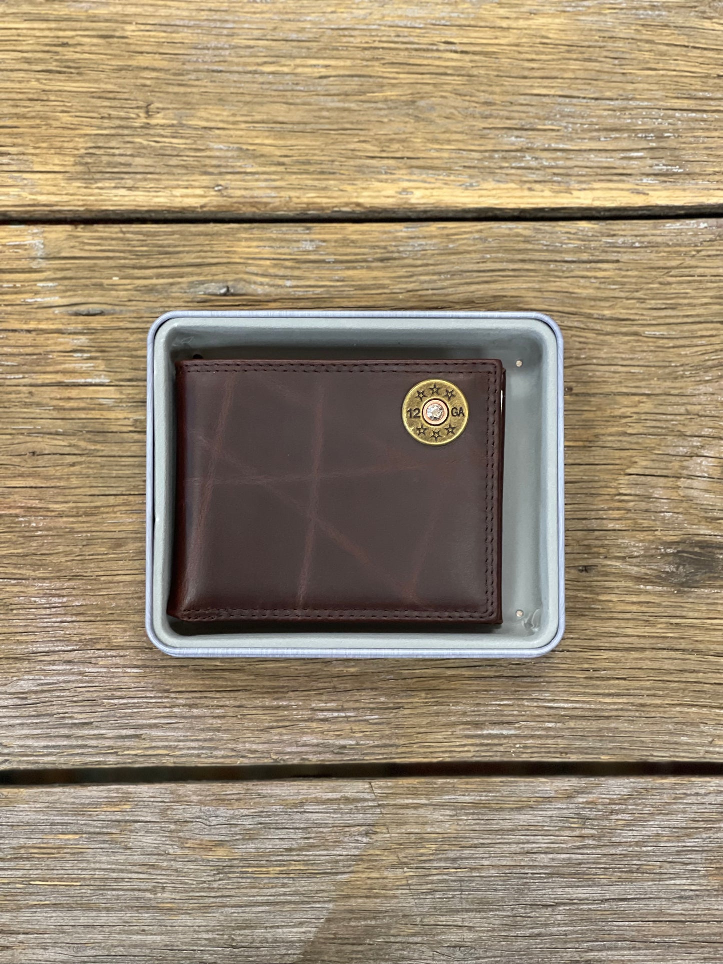 Wrinkle Leather Bifold Wallet - Shotshell Concho