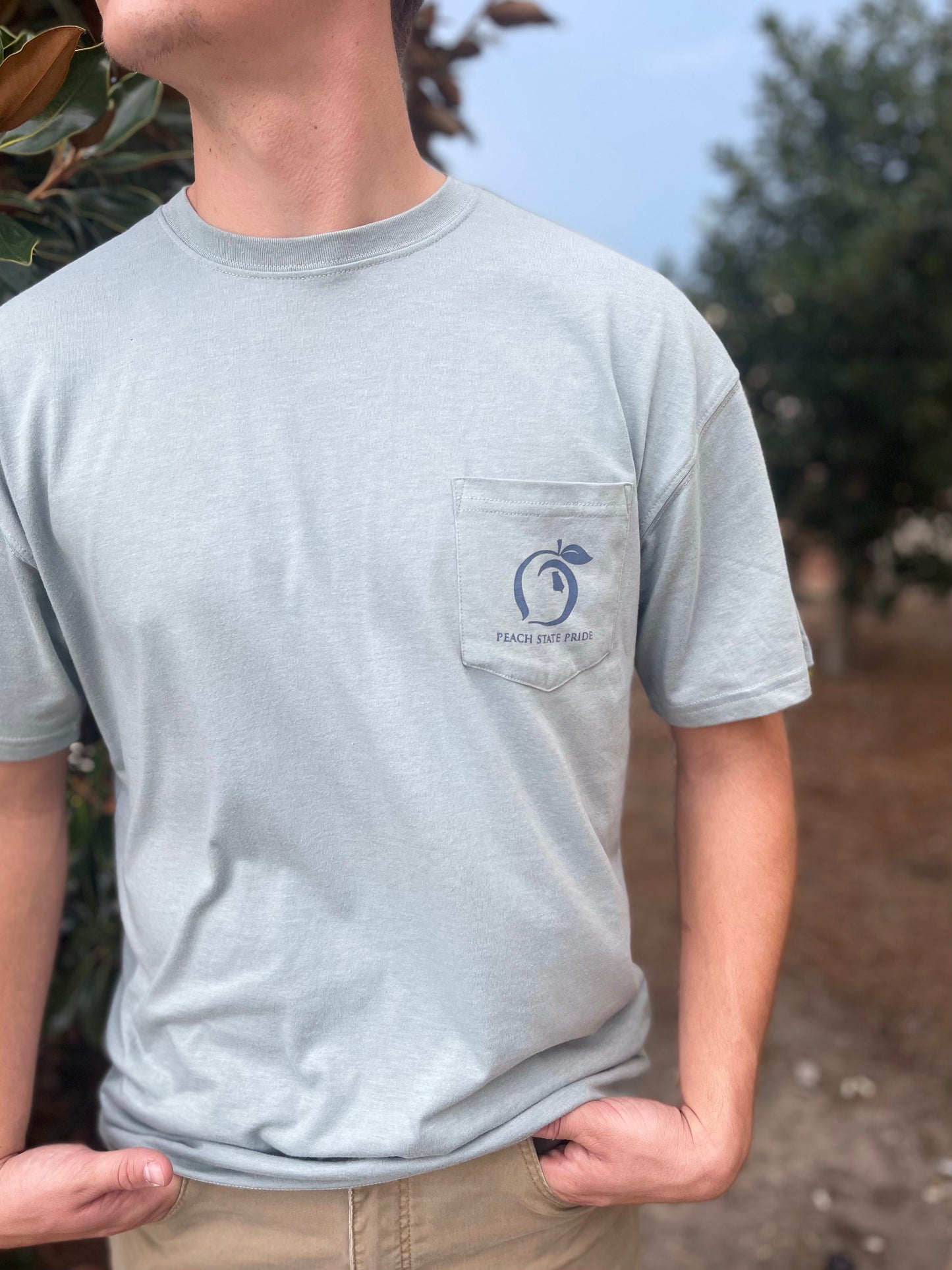 South Georgia Topo Quail Short Sleeve Pocket Tee - Heathered Sage