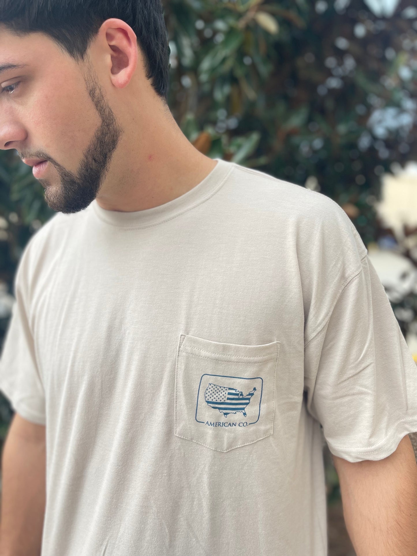 American Co. Patch Short Sleeve Pocket Tee - Oatmeal