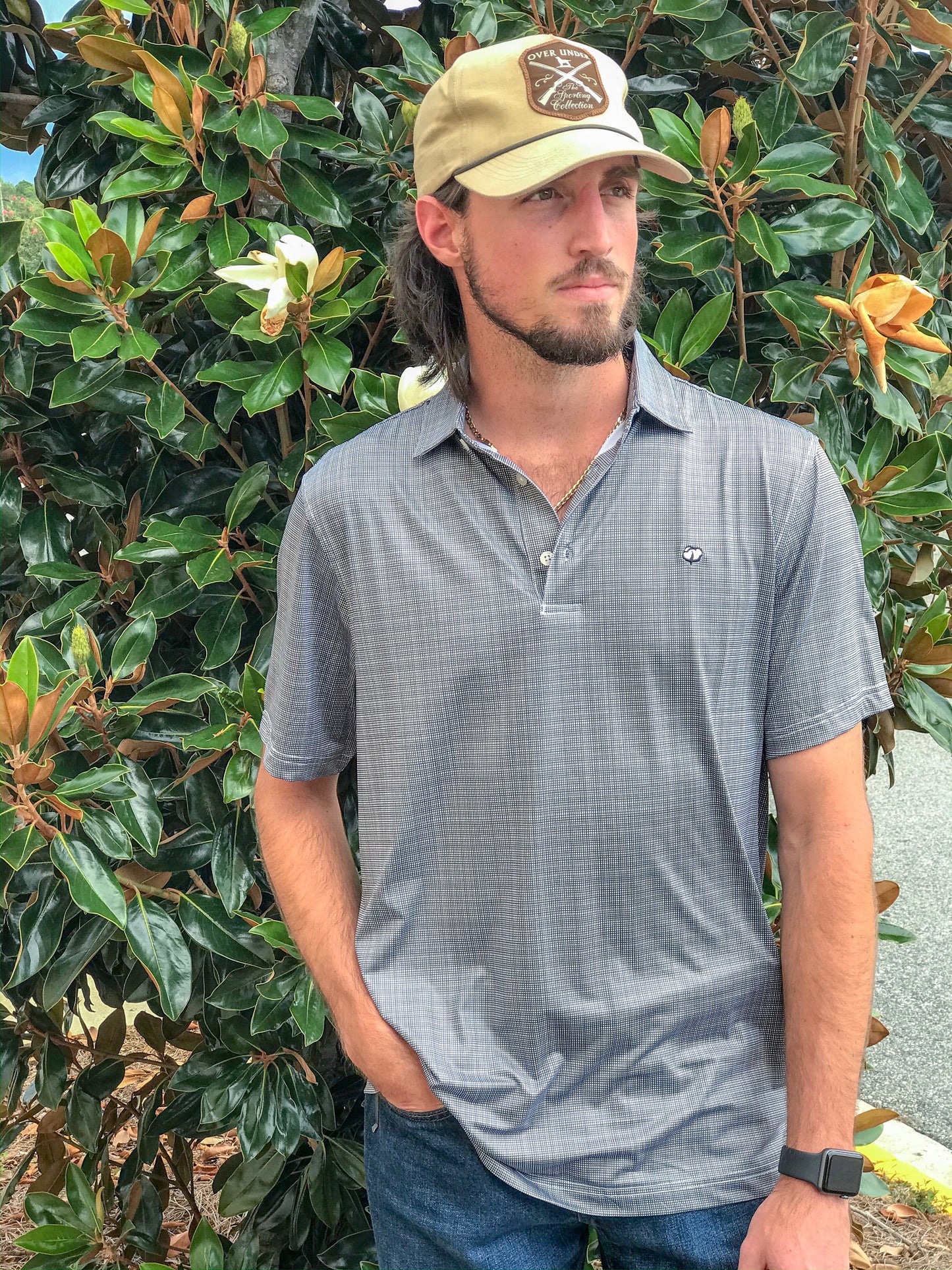 Cotton Performance Polo - Grey Check