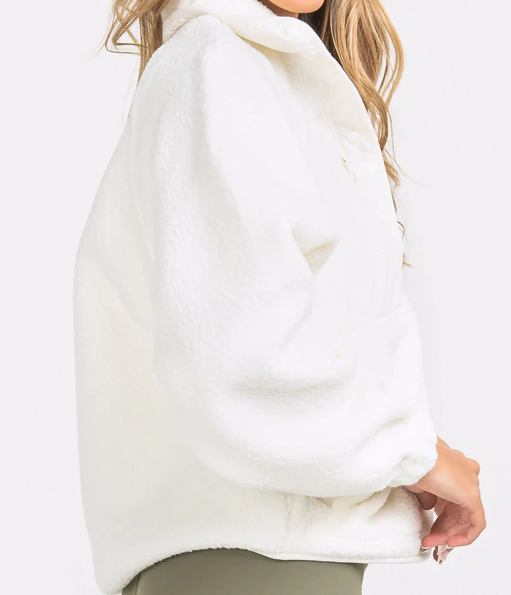Retro Snap Fleece Jacket - Off White