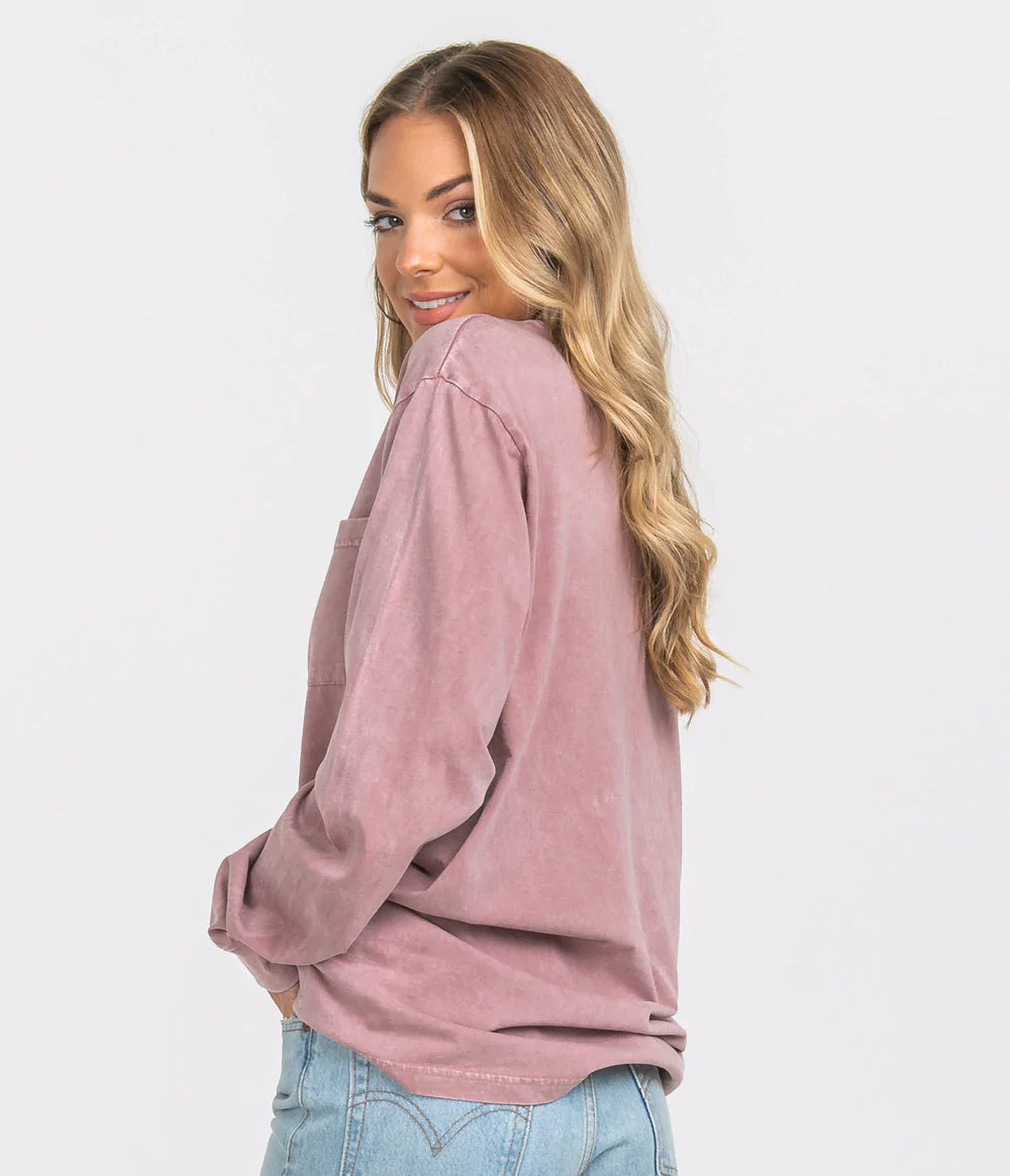 Washed Unitee L/S - Rosewood