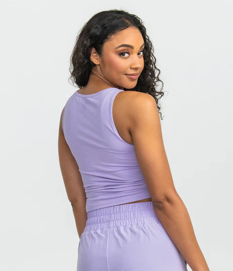 On a Boatneck Performance Tank - Purple Rose