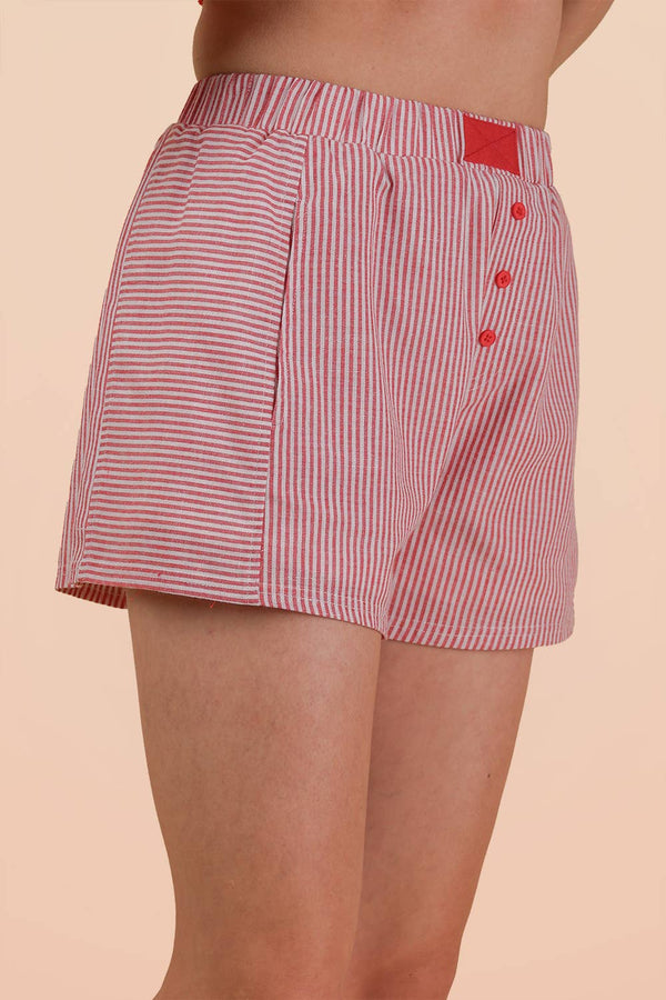 Striped & Checker Boxer Shorts: Red Stripe