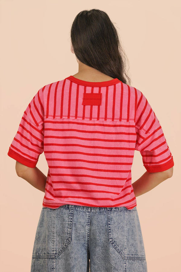 Oversized Stripe Top - Red