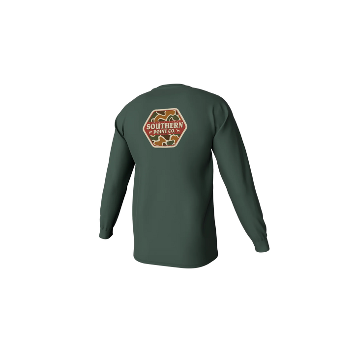 Youth Camo Logo Long Sleeve Pocket Tee - Duck Green