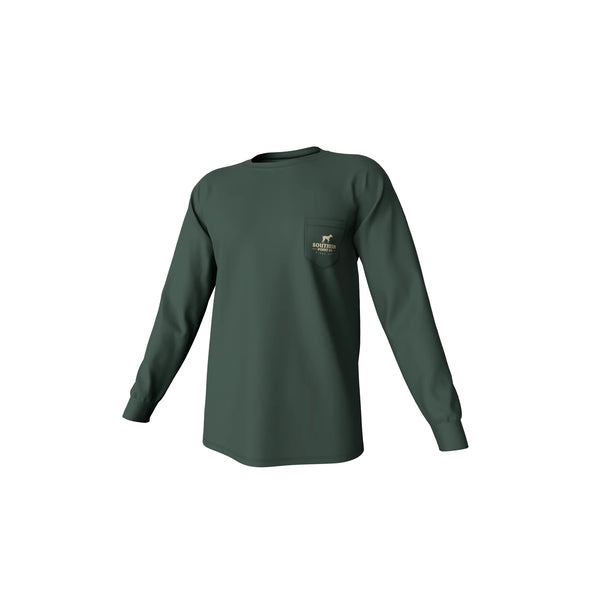 Youth Camo Logo Long Sleeve Pocket Tee - Duck Green