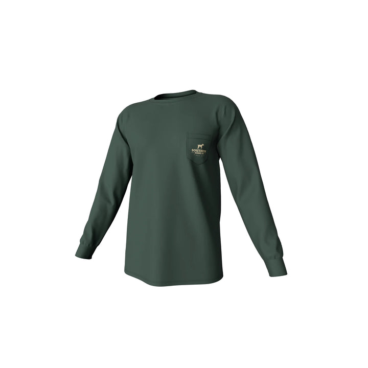 Youth Camo Logo Long Sleeve Pocket Tee - Duck Green