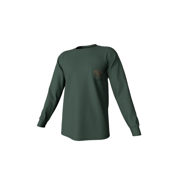 Youth Vintage Circle Greyton Long Sleeve Pocket Tee - Duck Green
