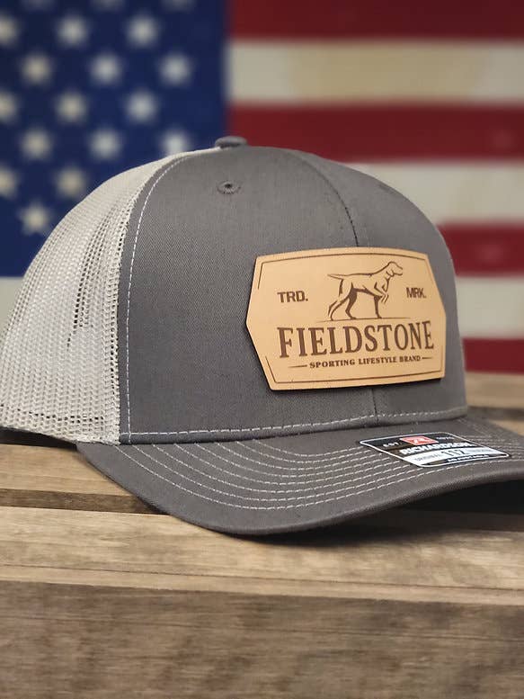 Leather Dog Patch Hat (093): Cardinal/White