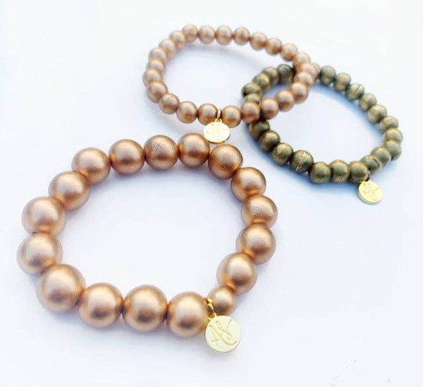 Audra Style Matte Gold Stacking Bracelet - Small Beads