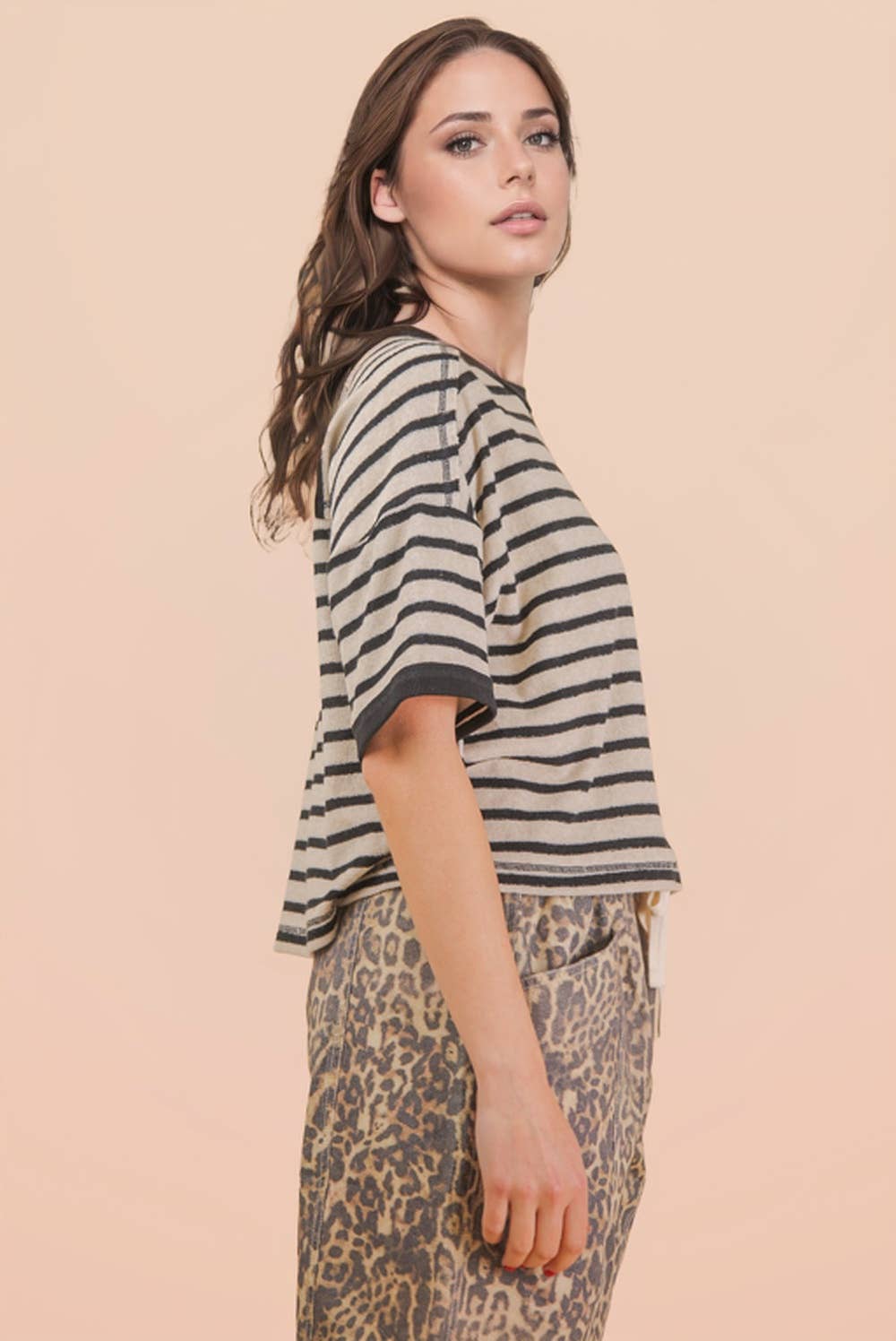 Oversized Stripe Top - Black