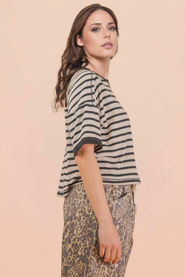 Oversized Stripe Top - Black